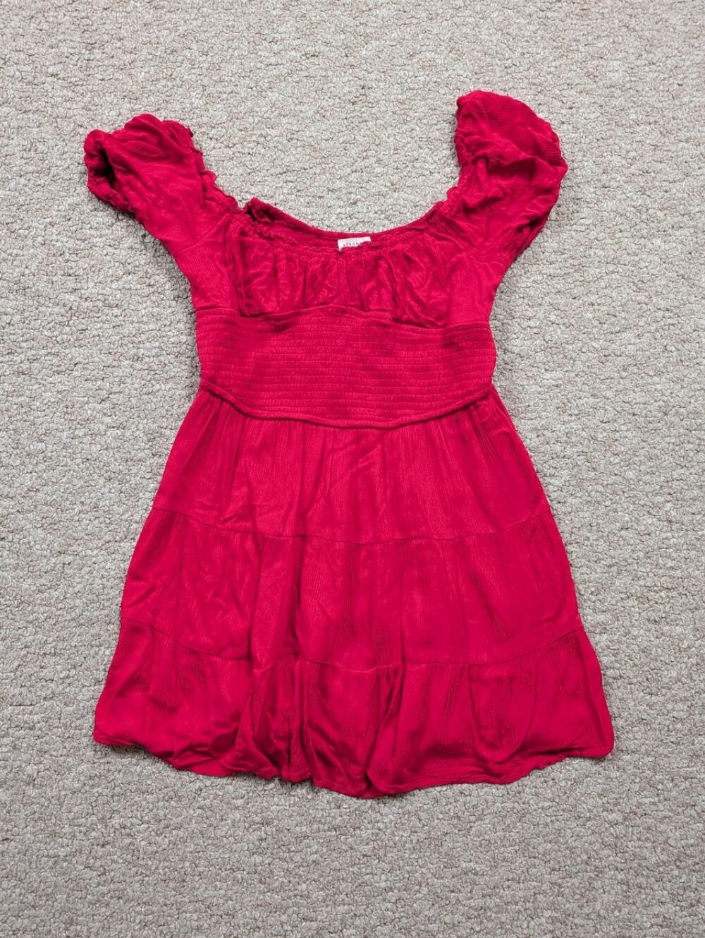 Aeropostale Red Pink Smocked Babydoll Mini Dress